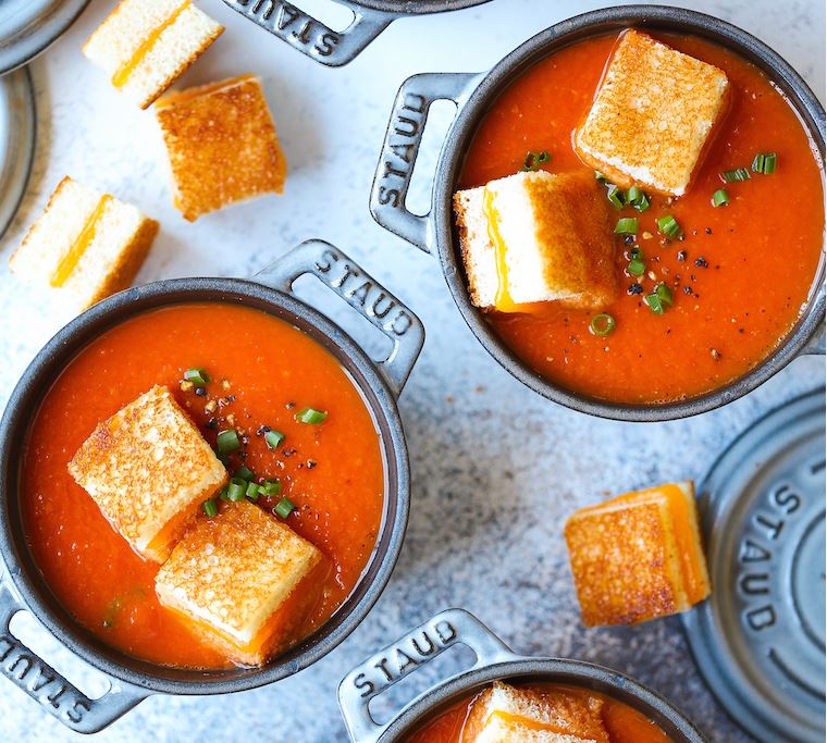 Tomato Soup With Grilled Cheese Croutons – Food | GoodwinTek