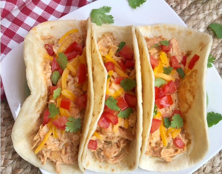 Creamy Crockpot Chicken Tacos