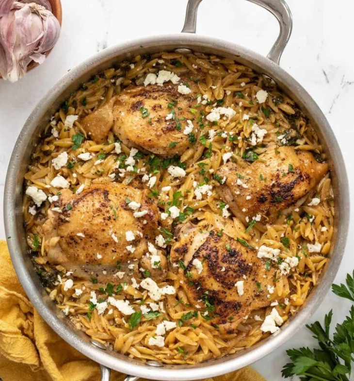 One Pot Lemon Pepper Chicken with Orzo