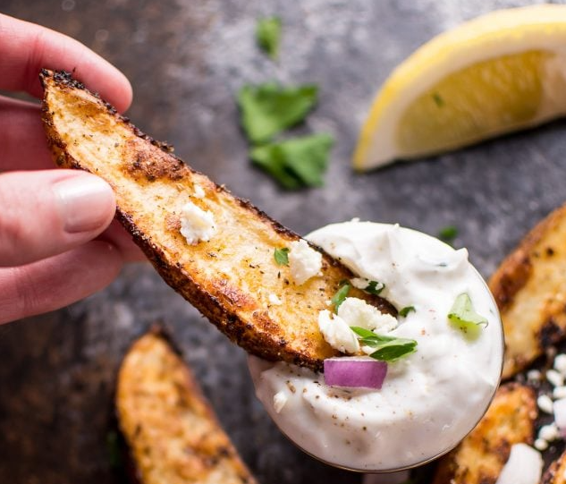 Greek Loaded Baked Potato Wedges