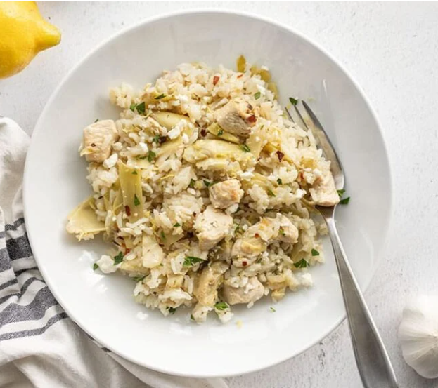 One Pot Lemon Artichoke Chicken and Rice